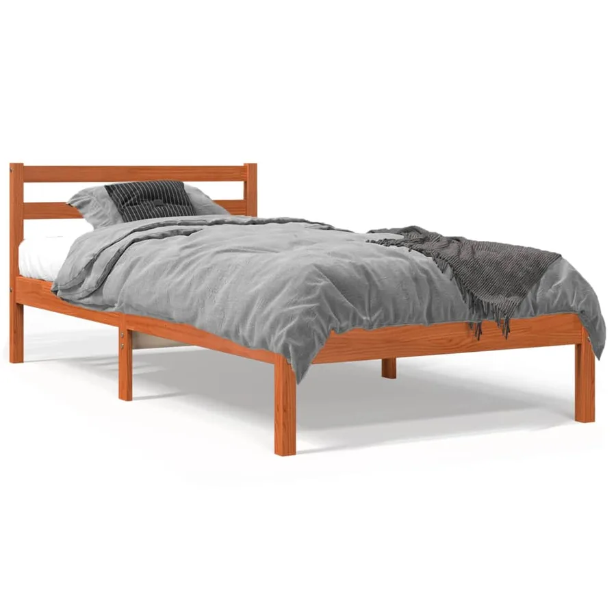 Cadre de lit sans matelas cire marron 75x190 cm bois pin massif - 2
