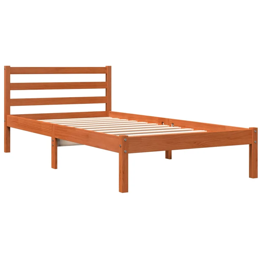 Cadre de lit sans matelas cire marron 75x190 cm bois pin massif - 3