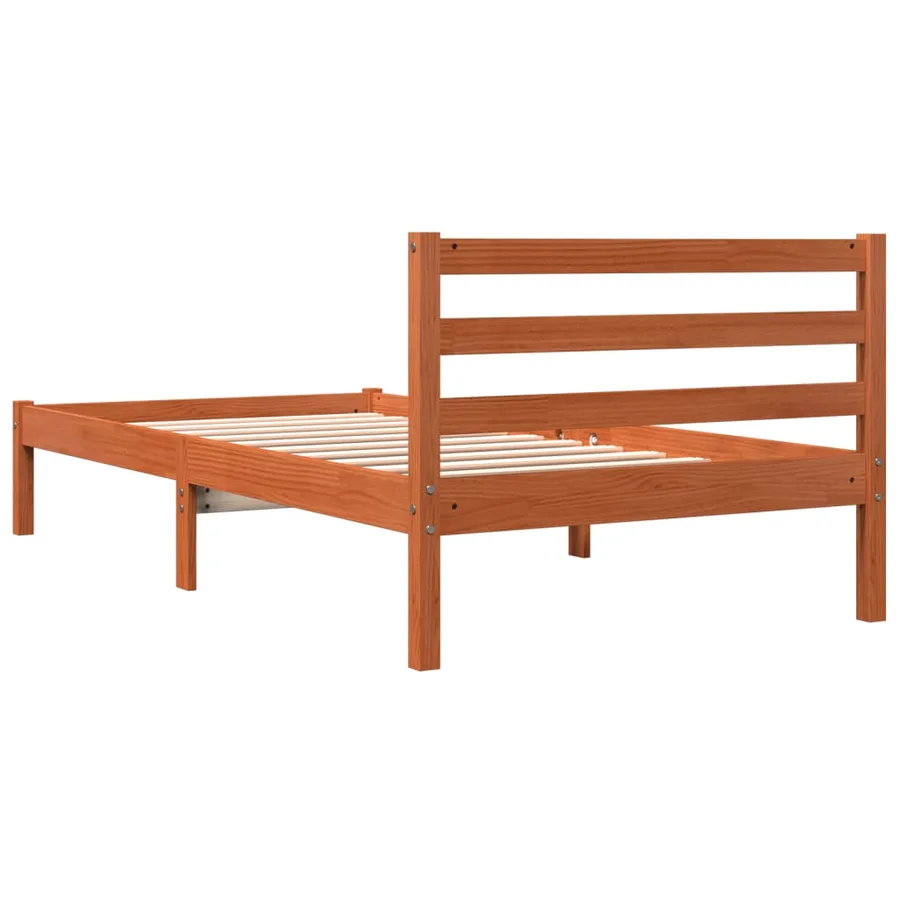 Cadre de lit sans matelas cire marron 75x190 cm bois pin massif - 6