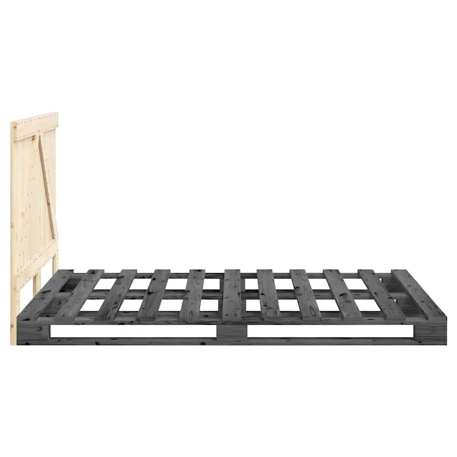 Cadre de lit sans matelas gris 140x200 cm bois massif de pin - 8