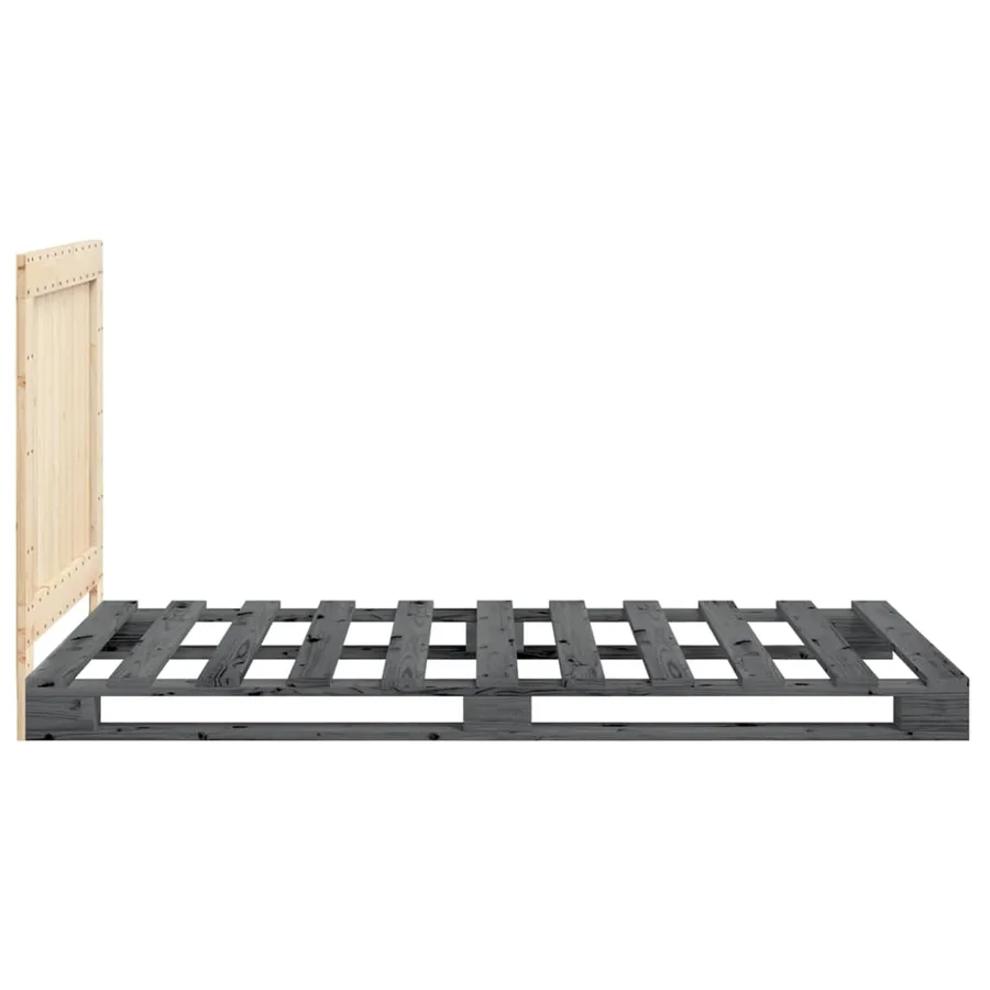 Cadre de lit sans matelas gris 100x200 cm bois massif de pin - 8
