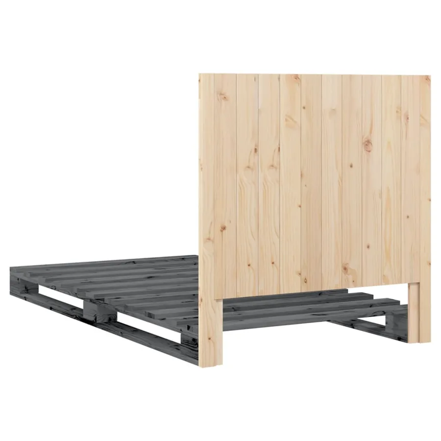 Cadre de lit sans matelas gris 100x200 cm bois massif de pin - 9