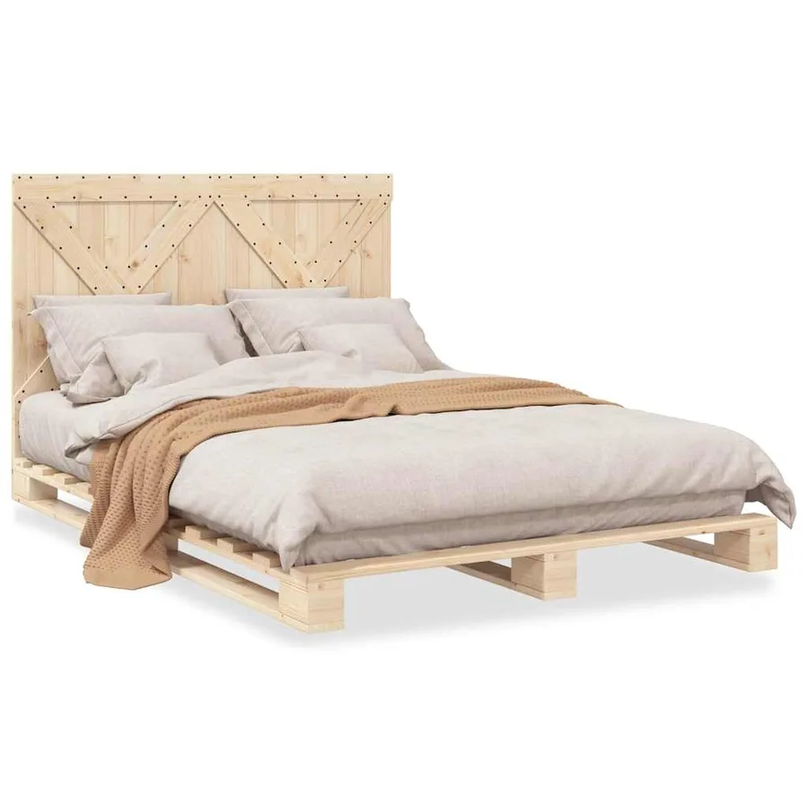 Cadre de lit sans matelas avec tête de lit bois massif - 2
