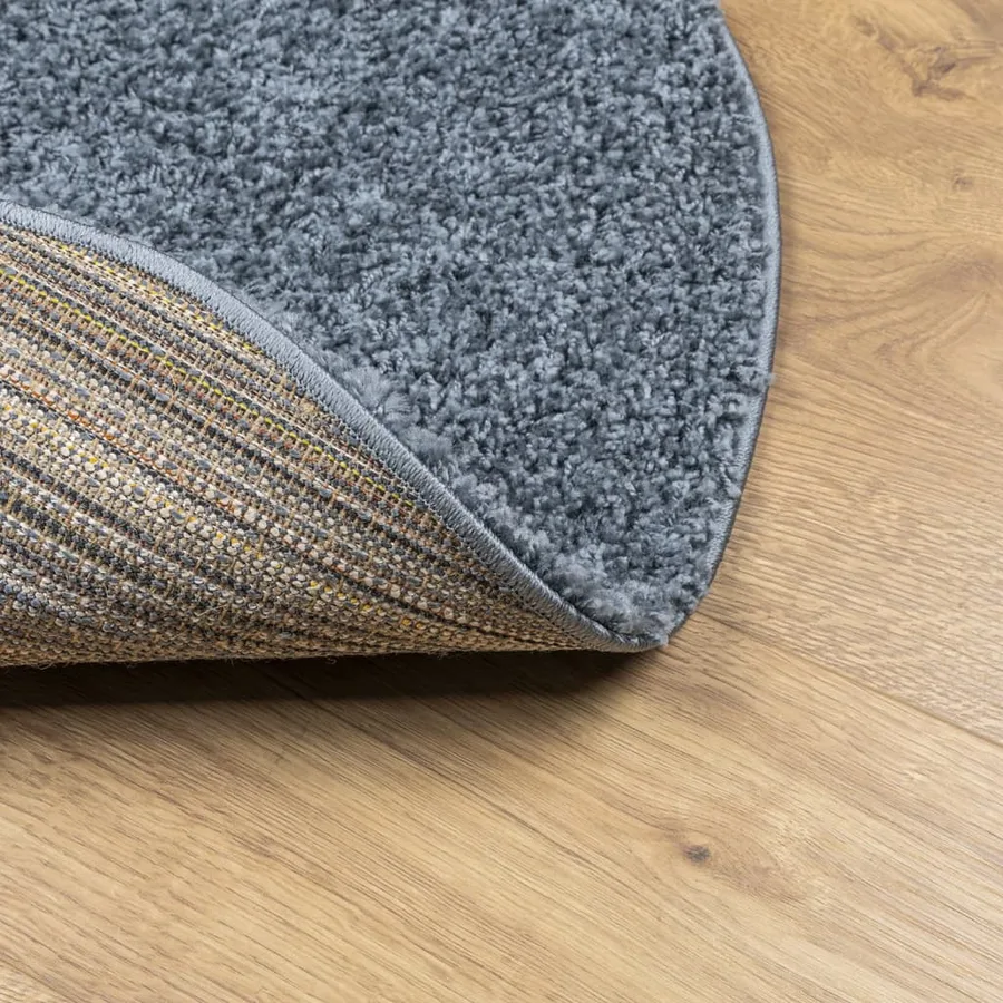 Tapis shaggy PAMPLONA poils longs moderne bleu Ø 200 cm - 5