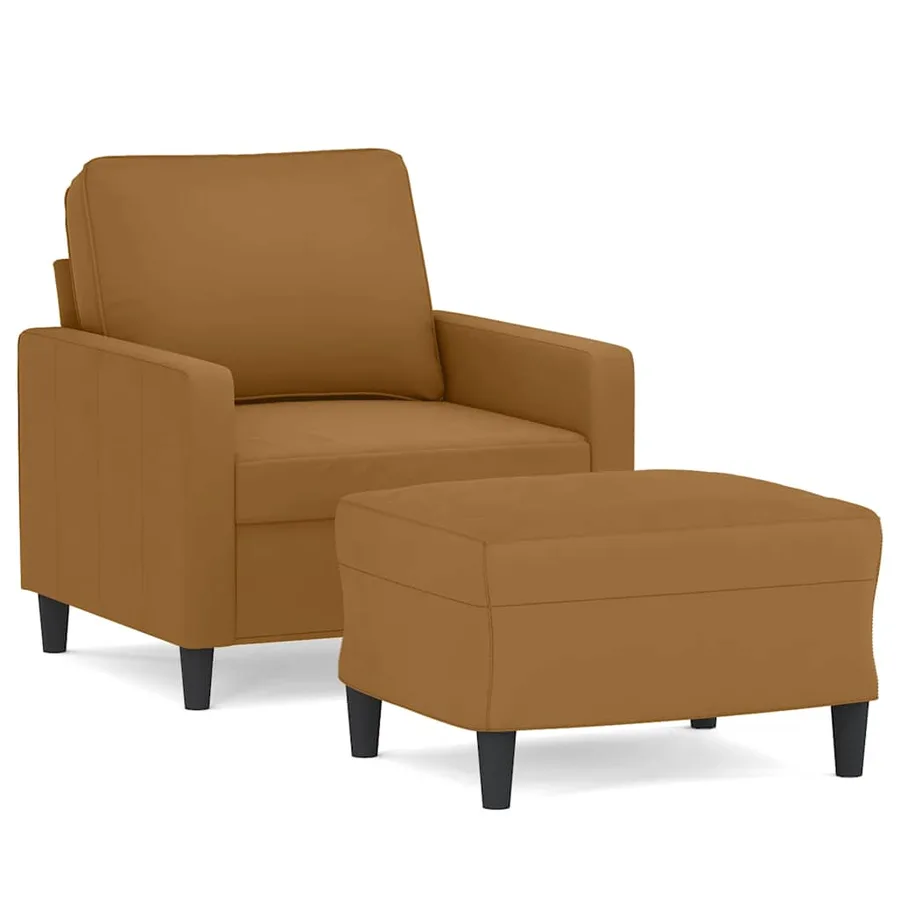 Fauteuil avec repose-pied Marron 60 cm Velours - 2