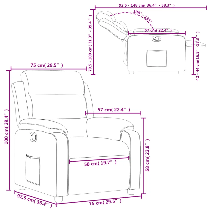 Fauteuil inclinable Crème Tissu - 11