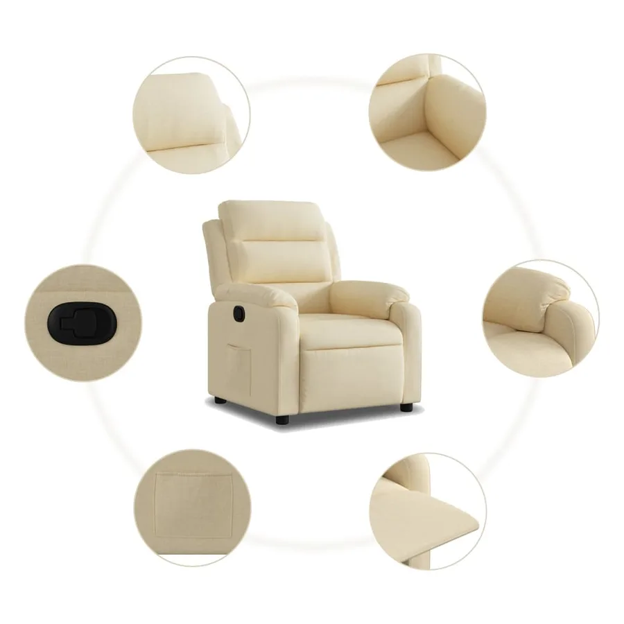 Fauteuil inclinable Crème Tissu - 5