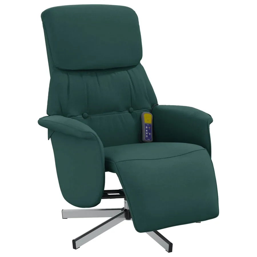 Fauteuil inclinable de massage et repose-pieds vert foncé tissu - 3