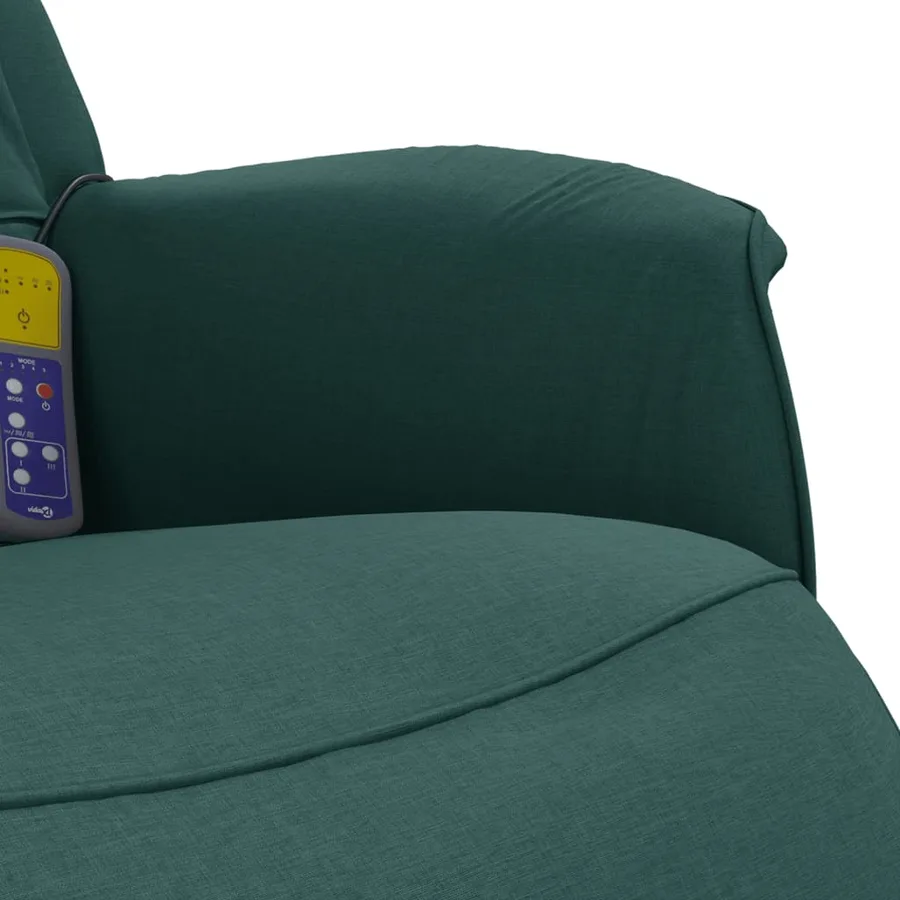 Fauteuil inclinable de massage et repose-pieds vert foncé tissu - 8