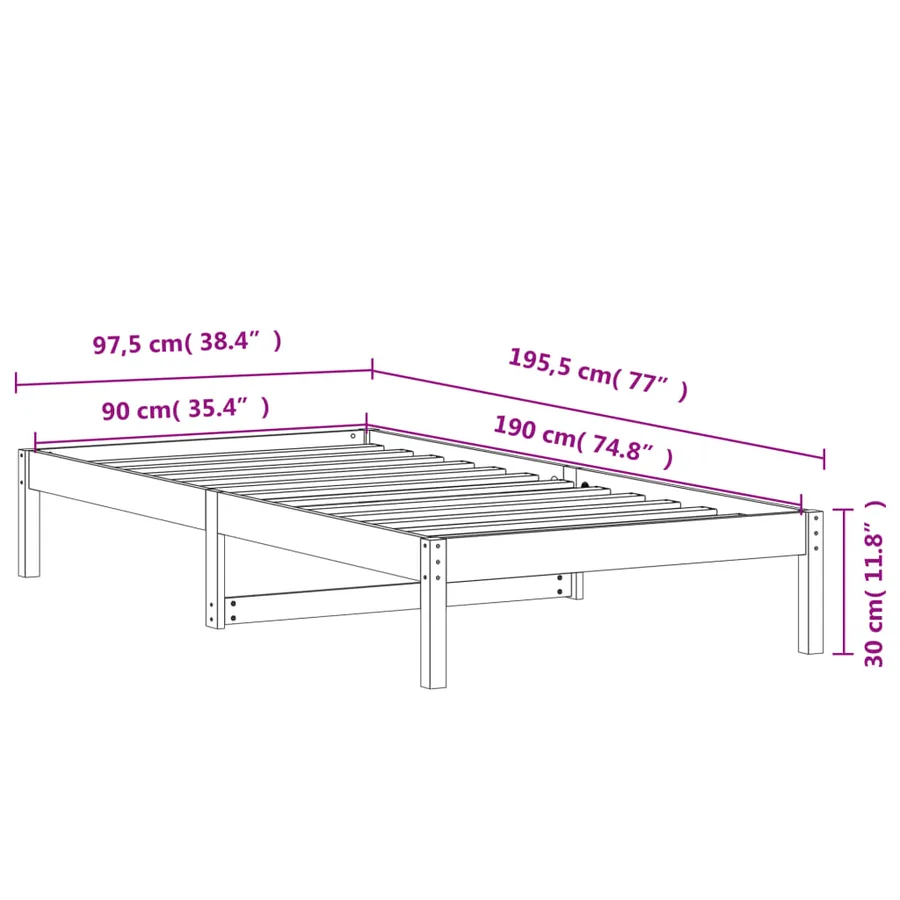 Lit de jour sans matelas cire marron 90x190 cm bois pin massif - 9