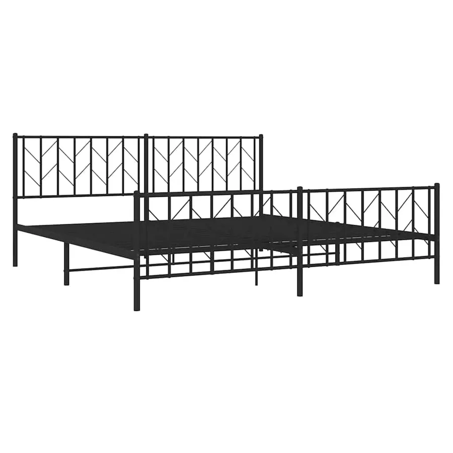 Cadre de lit métal sans matelas avec pied de lit noir 193x203cm - 4