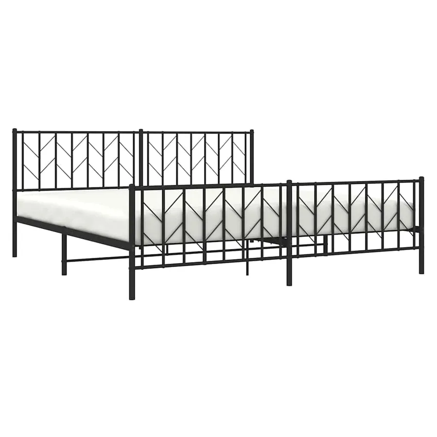 Cadre de lit métal sans matelas avec pied de lit noir 193x203cm - 5