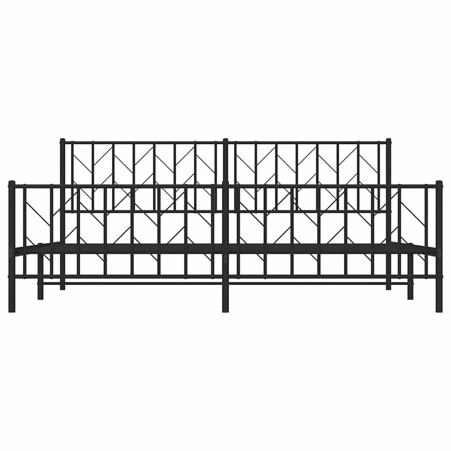 Cadre de lit métal sans matelas avec pied de lit noir 193x203cm - 6