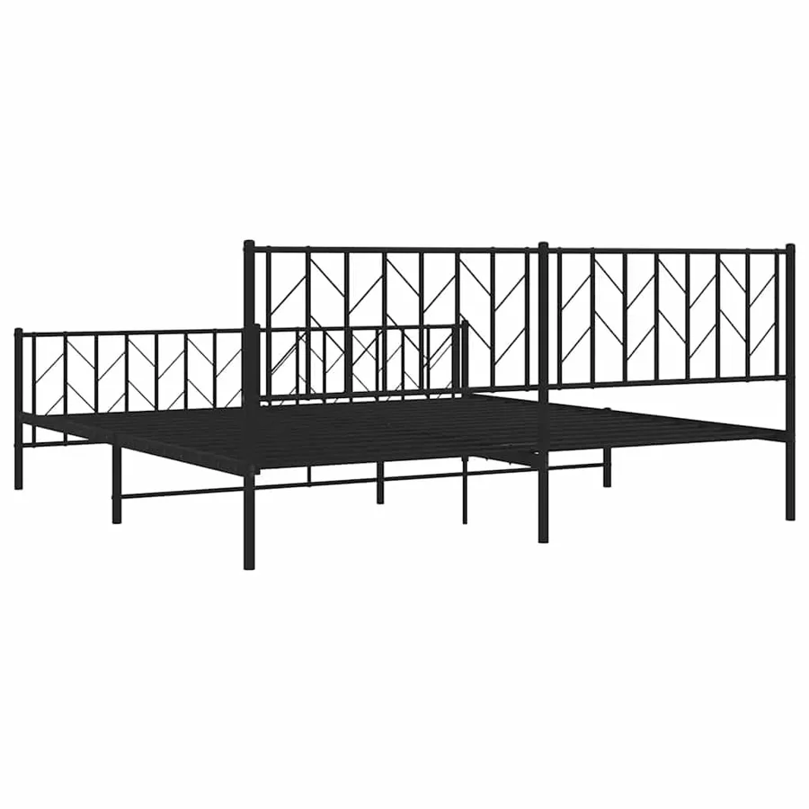 Cadre de lit métal sans matelas avec pied de lit noir 193x203cm - 8