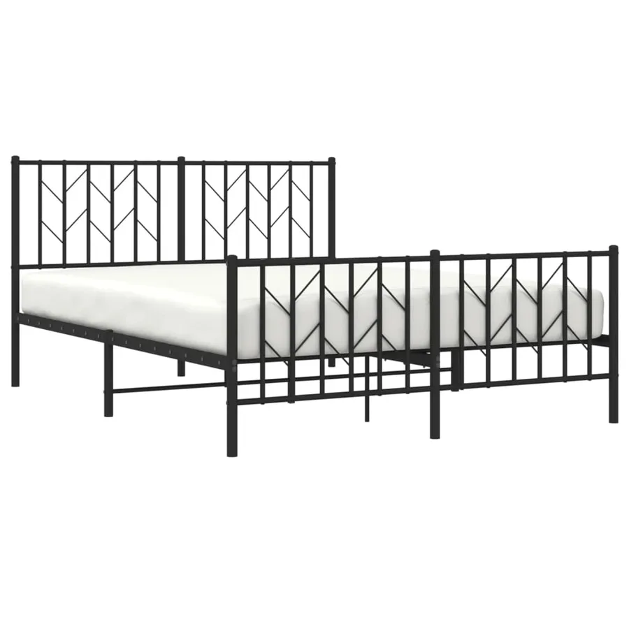 Cadre de lit métal sans matelas avec pied de lit noir 135x190cm - 3