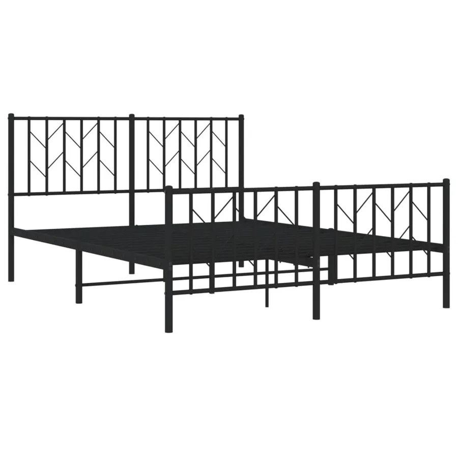 Cadre de lit métal sans matelas avec pied de lit noir 135x190cm - 4