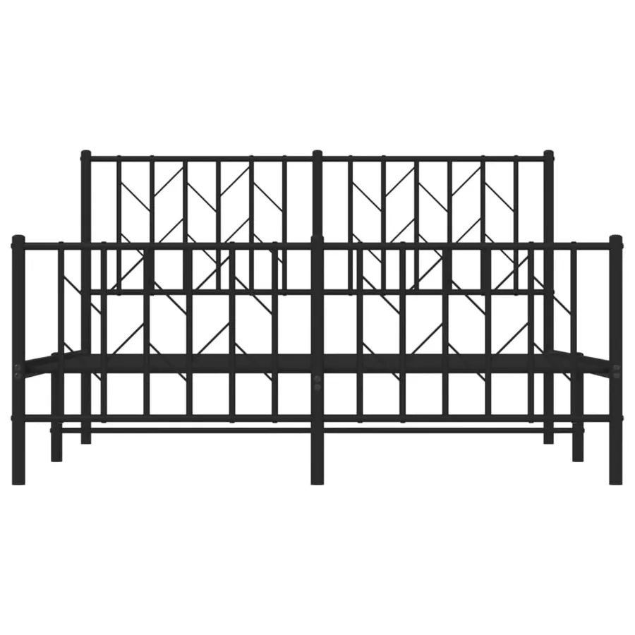 Cadre de lit métal sans matelas avec pied de lit noir 135x190cm - 5