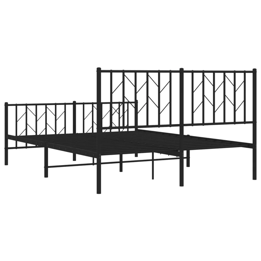 Cadre de lit métal sans matelas avec pied de lit noir 135x190cm - 7