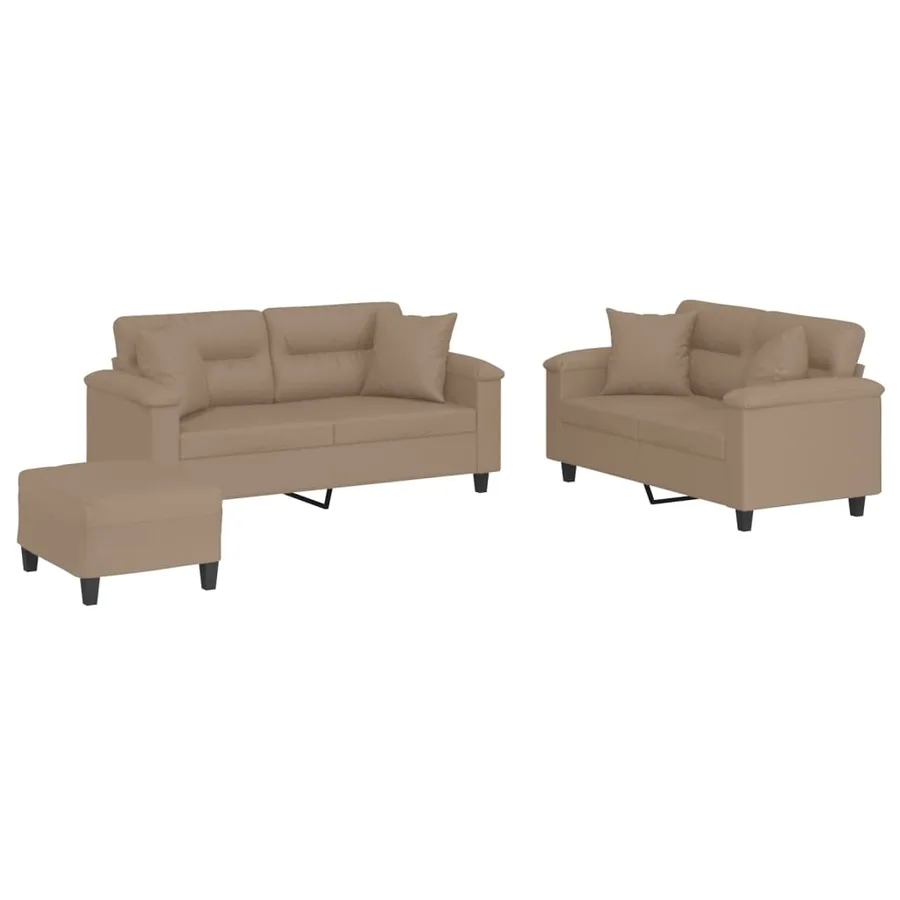 Ensemble de canapés 3 pcs avec coussins cappuccino similicuir - 2
