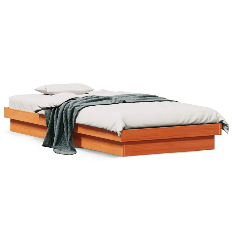 Cadre de lit à LED sans matelas 90x200 cm bois massif - 4