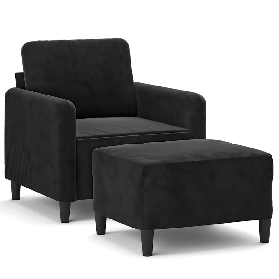 Fauteuil avec repose-pied Noir 60 cm Velours - 2