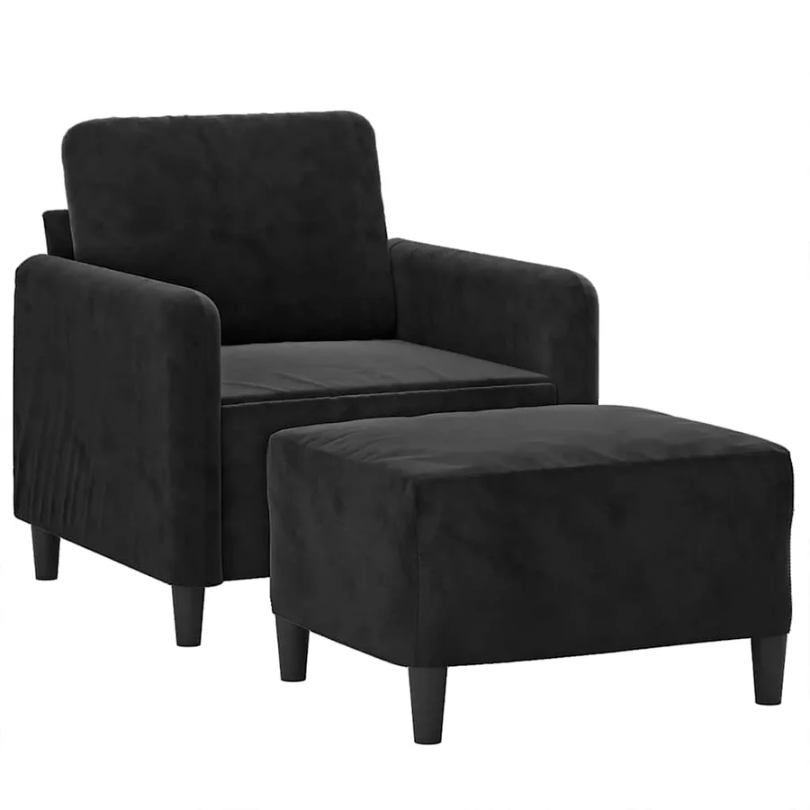 Fauteuil avec repose-pied Noir 60 cm Velours - 3