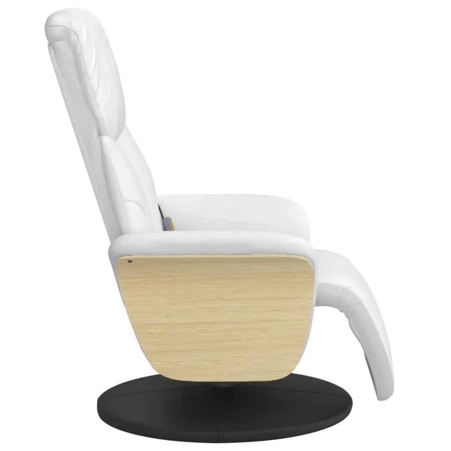Fauteuil inclinable de massage repose-pieds blanc similicuir - 5
