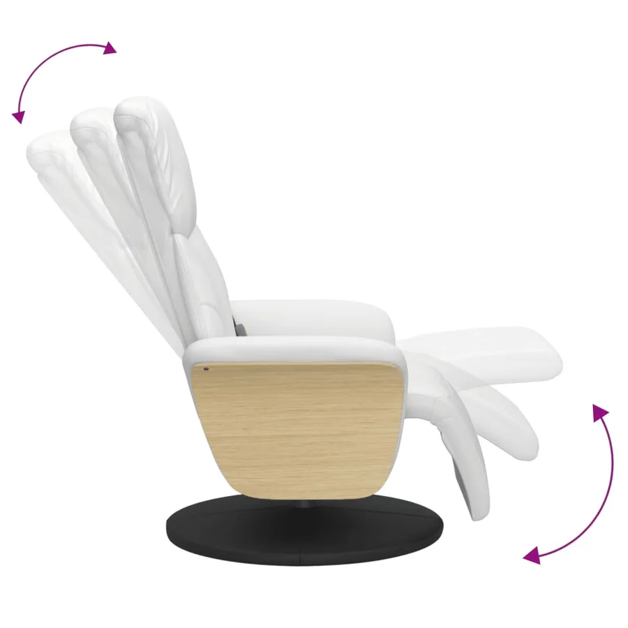 Fauteuil inclinable de massage repose-pieds blanc similicuir - 7