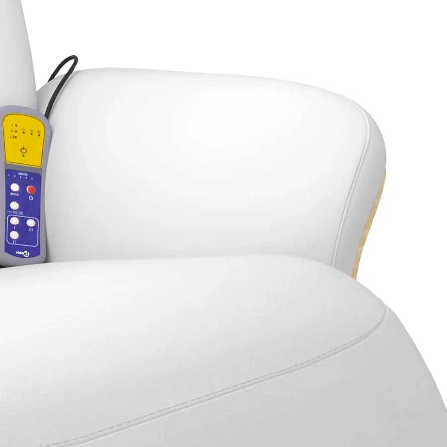 Fauteuil inclinable de massage repose-pieds blanc similicuir - 8