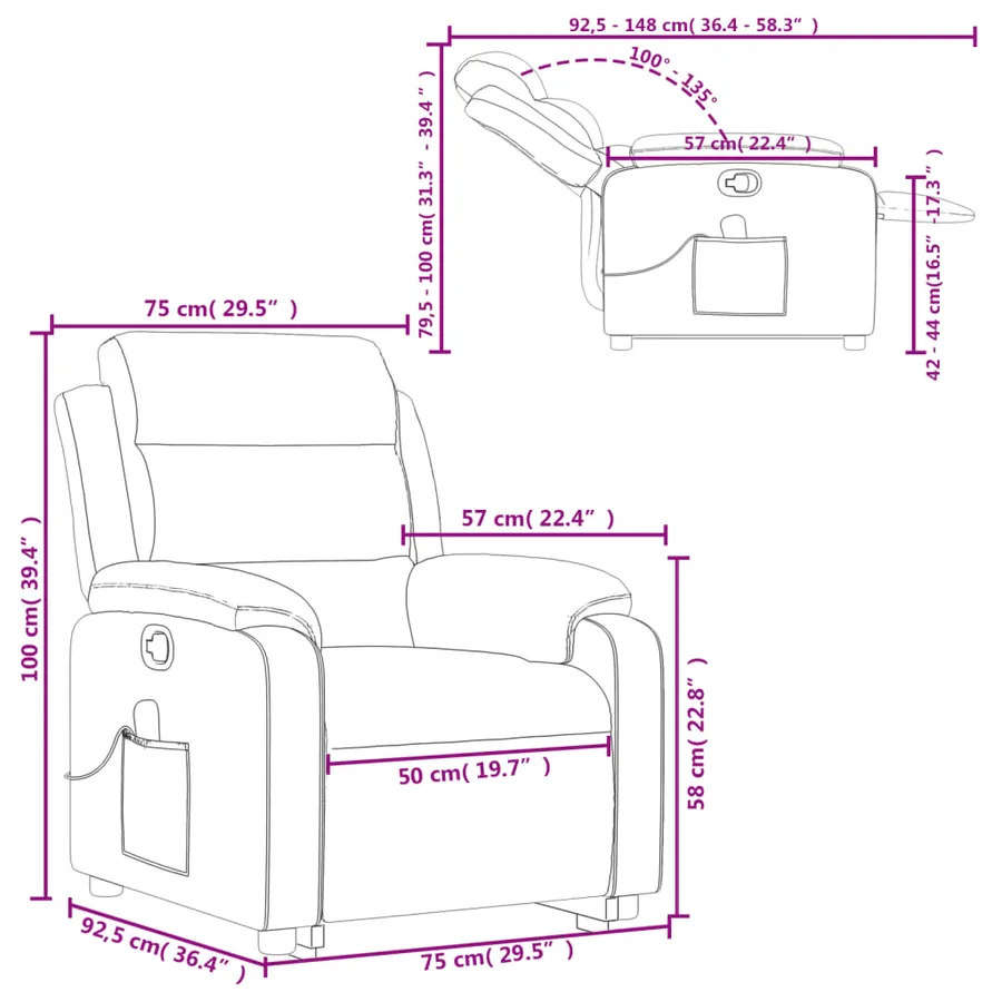 Fauteuil de massage inclinable Gris foncé Velours - 16