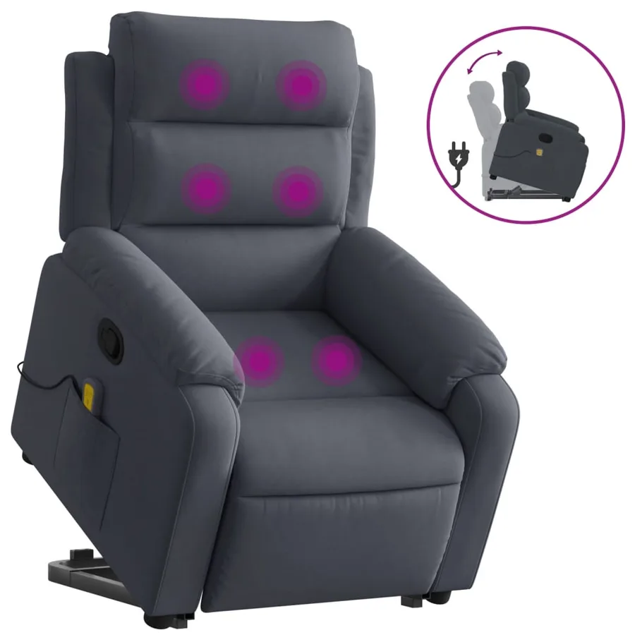 Fauteuil de massage inclinable Gris foncé Velours - 2