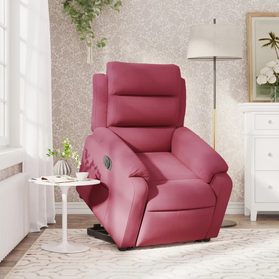Fauteuil inclinable électrique rouge bordeaux velours - 16