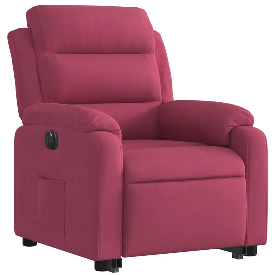 Fauteuil inclinable électrique rouge bordeaux velours - 3