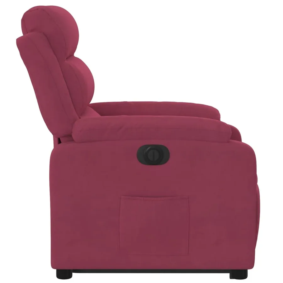 Fauteuil inclinable électrique rouge bordeaux velours - 9