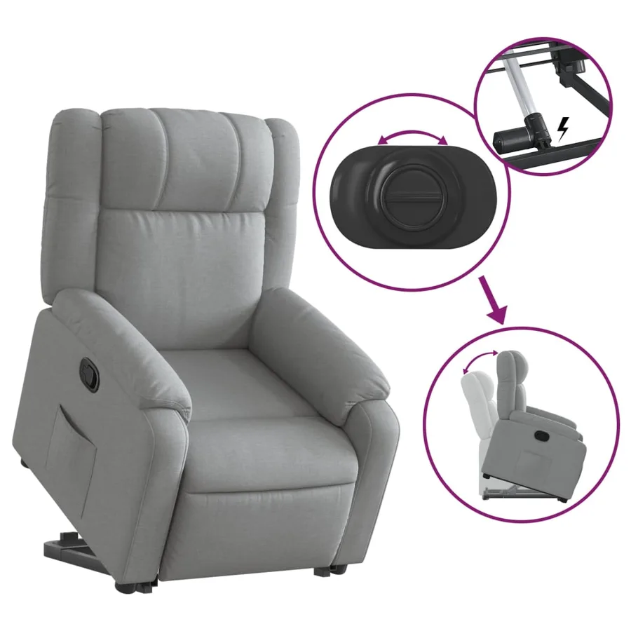 Fauteuil inclinable Gris clair Tissu - 6