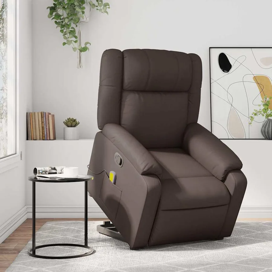 Fauteuil inclinable de massage Marron Similicuir - 16