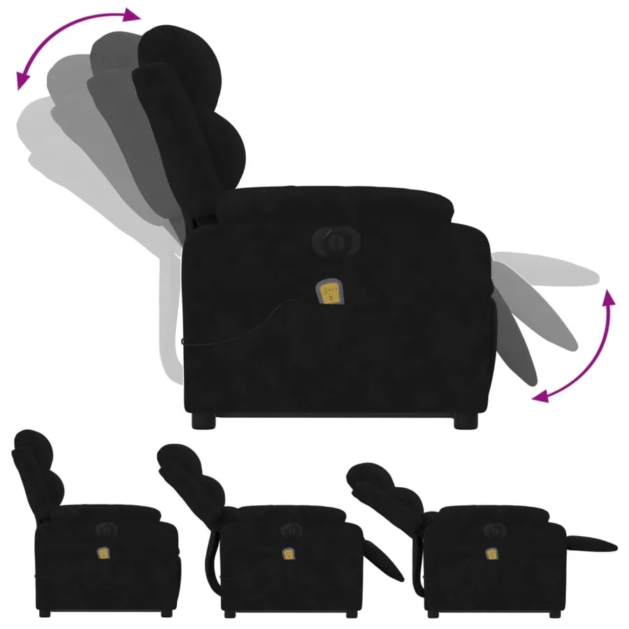 Fauteuil inclinable de massage électrique noir velours - 7