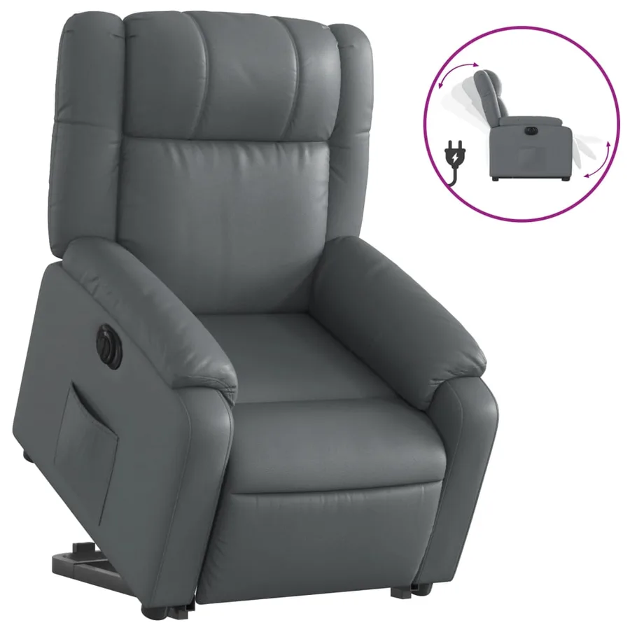 Fauteuil inclinable électrique gris similicuir - 2