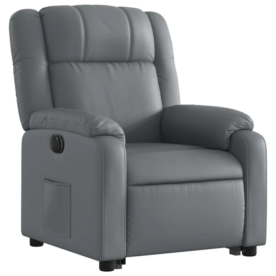 Fauteuil inclinable électrique gris similicuir - 4