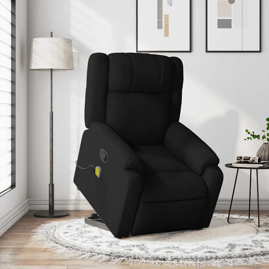 Fauteuil de massage inclinable Noir Tissu - 15