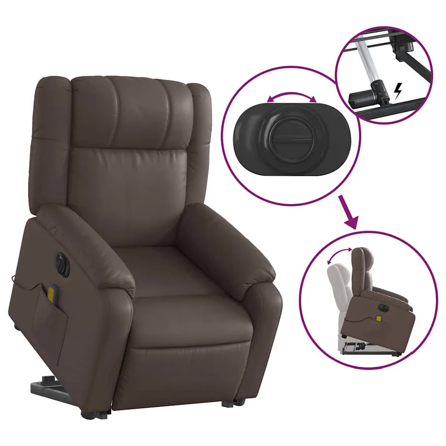 Fauteuil inclinable de massage électrique marron similicuir - 11
