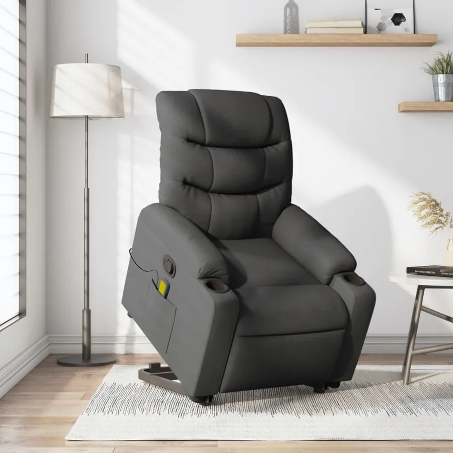 Fauteuil de massage inclinable Gris foncé Tissu - 16