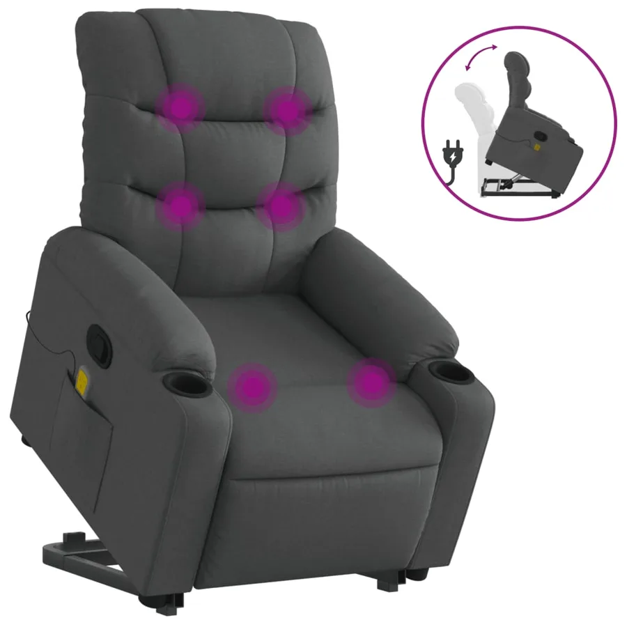 Fauteuil de massage inclinable Gris foncé Tissu - 2