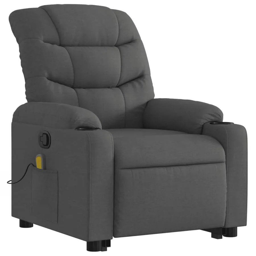 Fauteuil de massage inclinable Gris foncé Tissu - 4