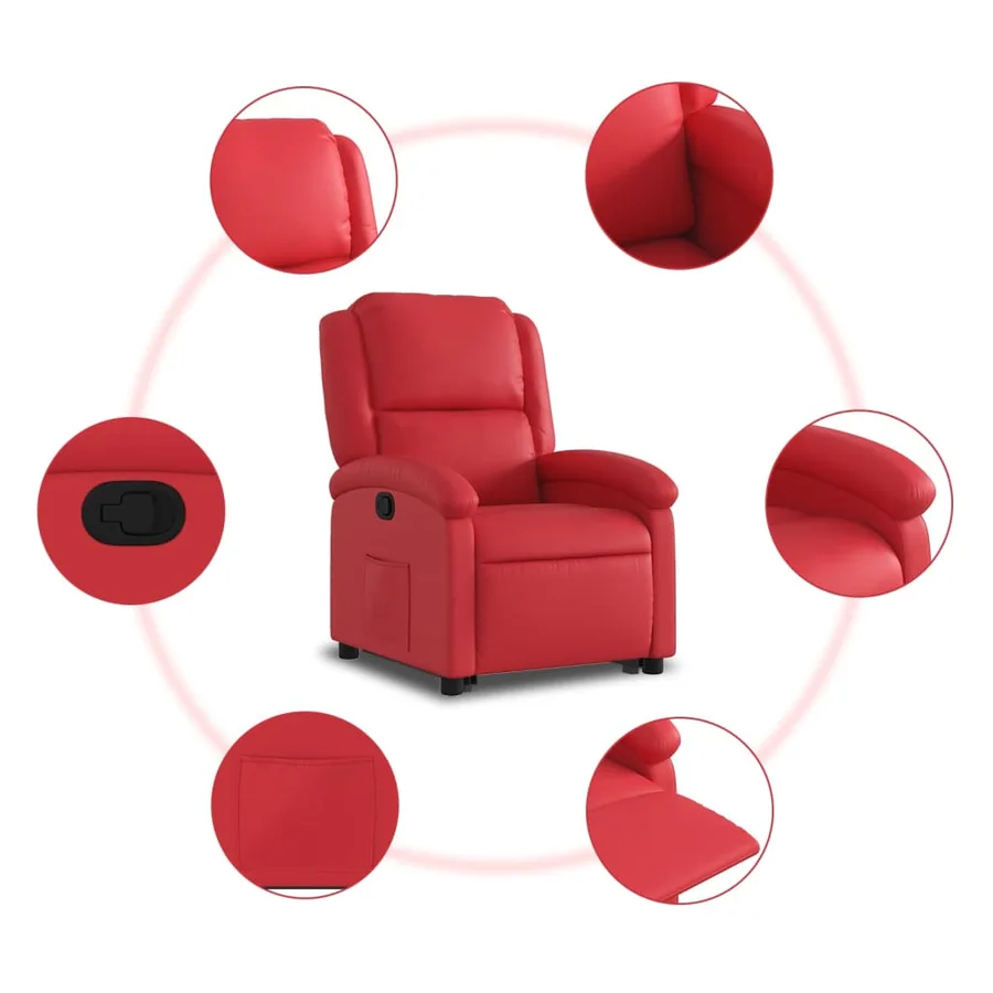 Fauteuil inclinable Rouge Similicuir - 8