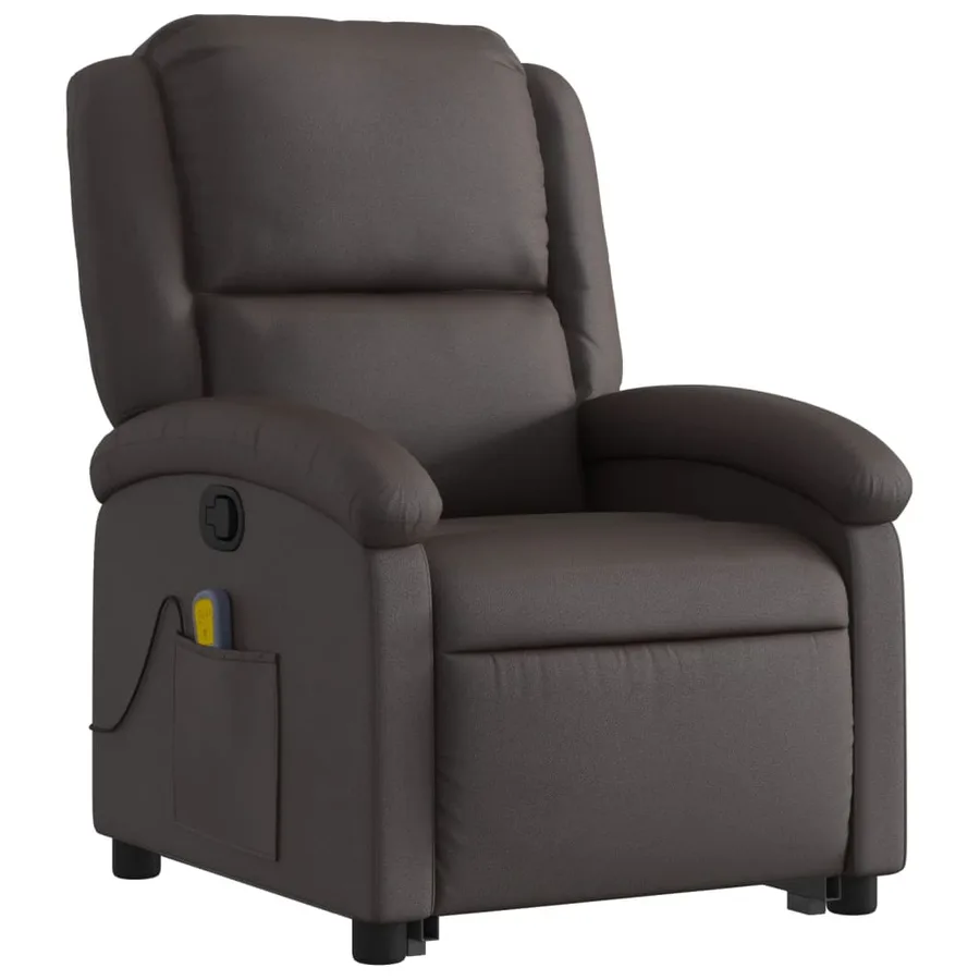 Fauteuil inclinable de massage marron foncé cuir véritable - 4