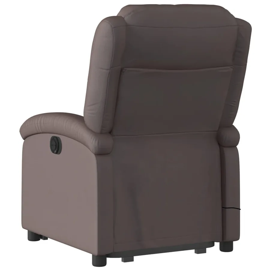 Fauteuil inclinable de massage marron foncé cuir véritable - 5