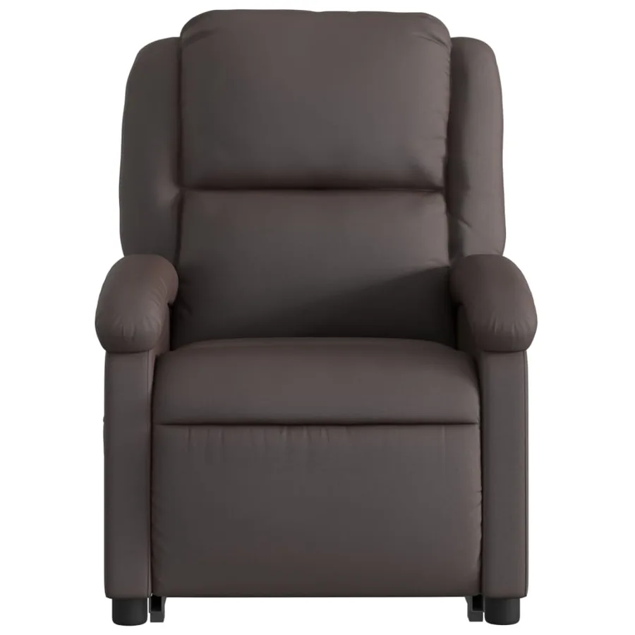 Fauteuil inclinable de massage marron foncé cuir véritable - 9