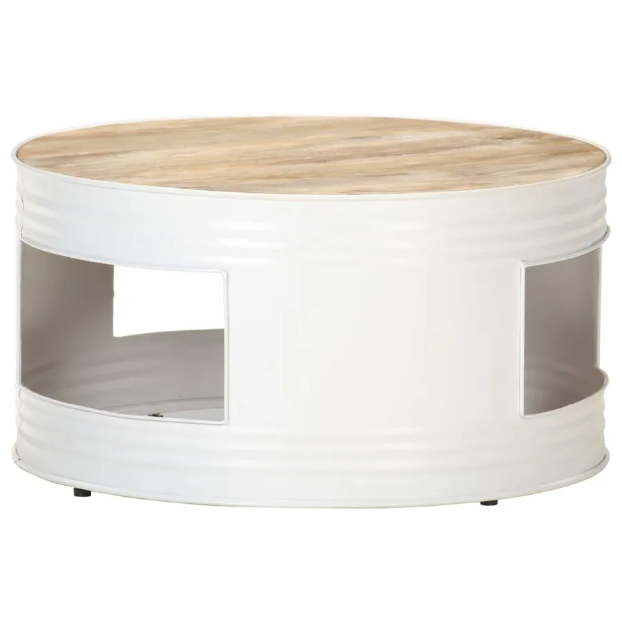 Table basse Blanc 68x68x36 cm Bois de manguier solide