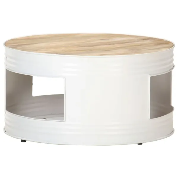 Table basse Blanc 68x68x36 cm Bois de manguier solide